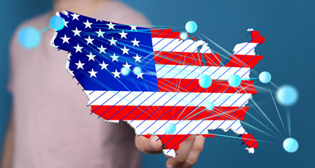 Visual representation of US network, connectivity, and growth. Ideal for business, technology, and...