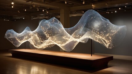Ethereal Light Sculpture Displaying Fluid Motion in Modern Gallery
