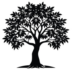 Obraz premium Neem tree silhouette vector graphic design for print and digital media