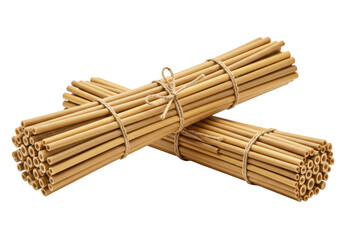 Isolated Bundled Bamboo Straws Eco-Friendly Set