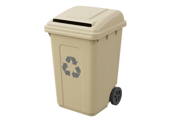 Isolated Beige Recycle Bin with Lid