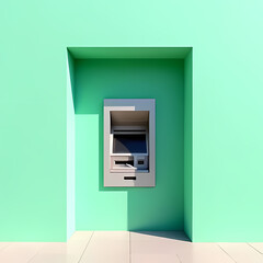 Minimalist ATM Against Pastel Colors

