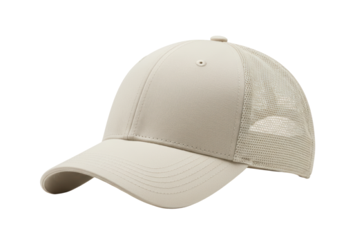 Isolated Beige Mesh Back Baseball Cap