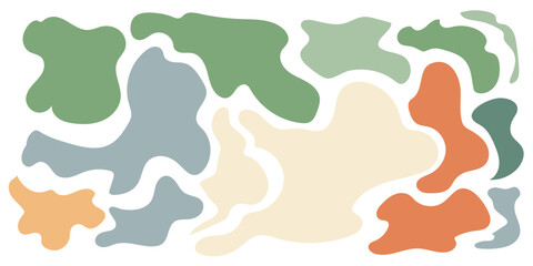 Hand drawn organic rectangle frames. Abstract doodle liquid shapes. Organic free flat blobs. Irregular fluid bubbles. Empty text box. Vector illustration isolated on white background