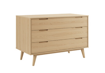 Isolated Modern Wooden Dresser with Three Drawers
