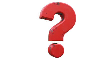 Isolated Bold Red Question Mark with Textured Surface