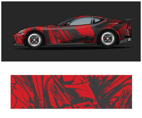 Red and Black Abstract Sports Car Wrap Design
