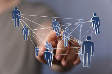 Image of a network connection showing people interconnected. Ideal for teamwork, collaboration, and...