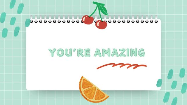 Encouraging Note with Cherries and Orange Slice Illustration