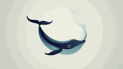 A stylized illustration of a whale, possibly a humpback whale, depicted in shades of blue and grey against a light beige background. The whale is shown in profile view, appearing to exhale a plume