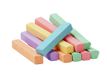 Isolated Stack of Colorful Chalk Pieces for Drawing