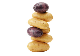 Isolated Stack of Yellow and Purple Heirloom Potatoes