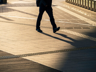 People walking on Pathway Silhouette shadow Business man City lifestyle 