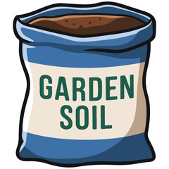 Blue sack garden soil vector isolated white background