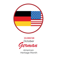 German American Heritage Month, German flag and pattern in German flag colors, realistic vector illustration