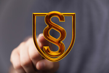 Secure your rights.  Legal shield concept.  Justice and law.