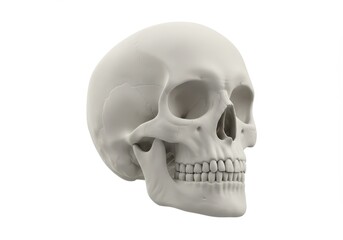 Obraz premium Anatomical human skull model on white background in profile view