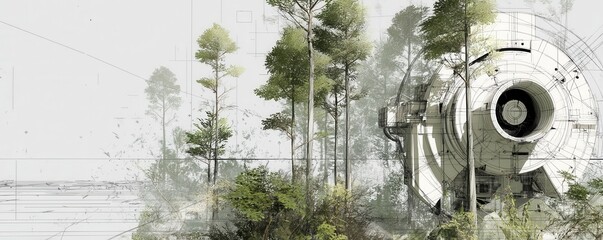 Futuristic Structure Among Vibrant Trees