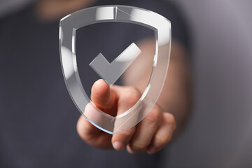 Digital shield concept.  Ensuring online security and data privacy.