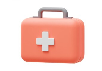 Obraz premium First aid kit with white cross symbol on orange background
