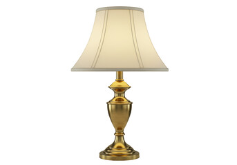 Isolated Elegant Brass Table Lamp with Beige Shade