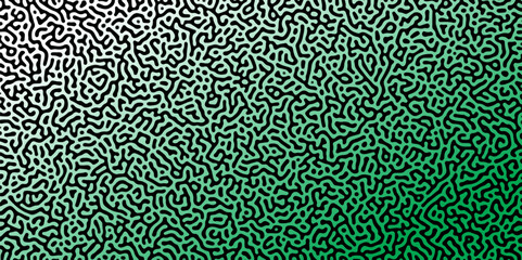 Abstract Reaction-diffusion Turing pattern natural texture green and white gradient color scheme. Linear design with biological algorithm psychedelic background. Reaction-diffusion or truing patter