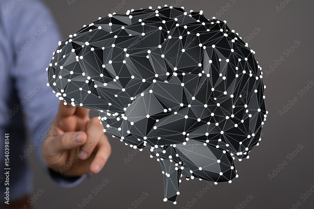 Aufkleber Abstract image of a brain's neural network.  Ideal for AI, technology, and innovation concepts.