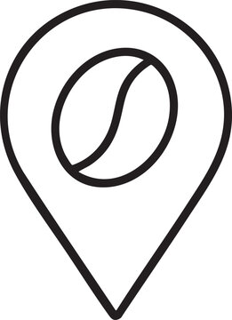 Coffee Shop Location Icon Simple Black Line Art of a Coffee Bean Inside a Map Pin
