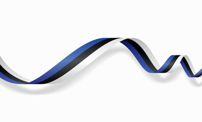Estonian flag wavy abstract background. Vector illustration.