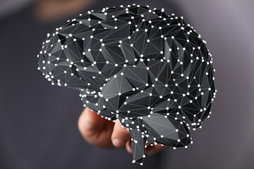 3D rendering of a brain as a network. AI, neural network, technology concept.