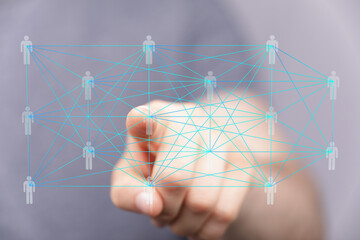 Interconnected people, digital teamwork, global network, collaboration, connection, communication, technology, business, social media, networking, partners