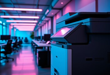 Modern Office Multifunction Printer Neon Lighting Business Technology Copy Machine