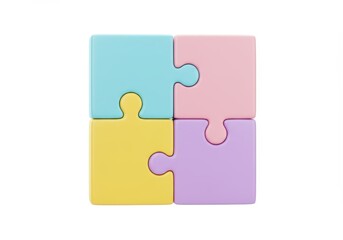 Four colorful pastel jigsaw puzzle pieces connected on a white background