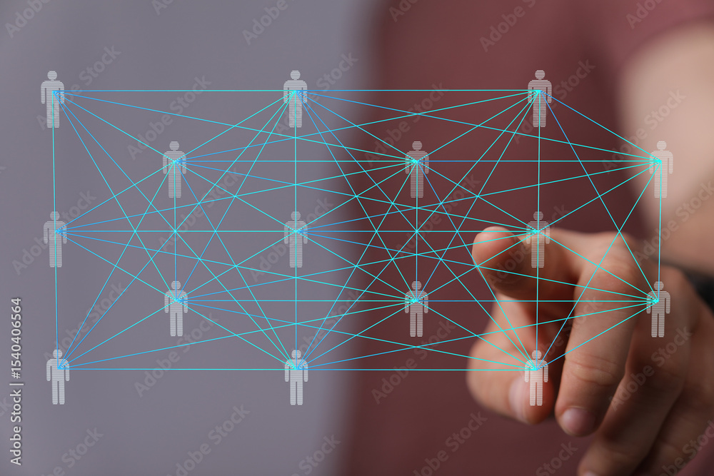 Poster Image of a digital network showing interconnected people, symbolizing global communication and collaboration.