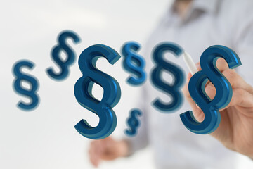 3D rendering of paragraph symbols. Perfect for legal, justice, and compliance concepts.