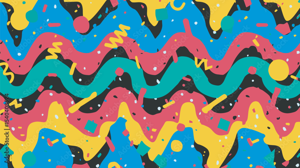 Poster abstract shapes interlock creatively in colorful playful decorative pattern background design