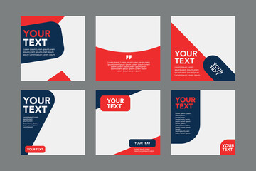 Editable modern minimal square banner templates. Blue, red and white background color. Suitable for social media post and web internet ads with photo college.