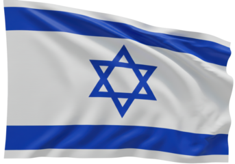 Isolated Waving Flag of Israel, National Symbol