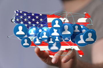 Visual representation of social media connections across the United States.