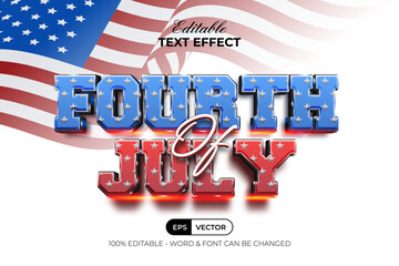 Fourth of July Editable Text Effect Modern 3D Style.