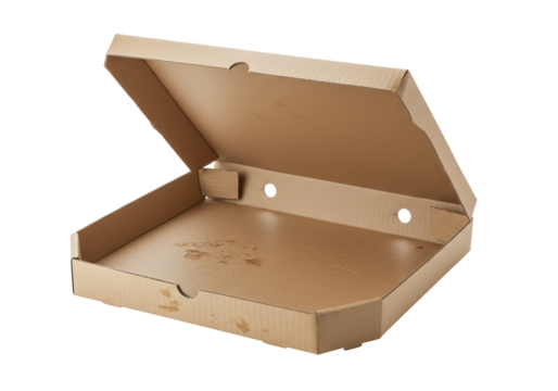 Isolated Empty Pizza Box on White Background, Cardboard