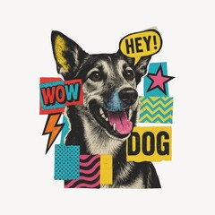 Naklejka na ściany i meble Colorful pop art dog illustration.