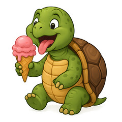 Obraz premium funny turtle cartoon with ice-cream 