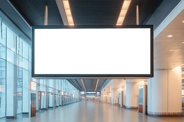 Blank advertising billboard at airport,mockup poster media template ads display
