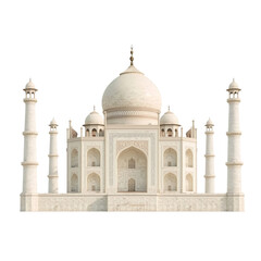 Taj Mahal in Agra, India, isolated on white background