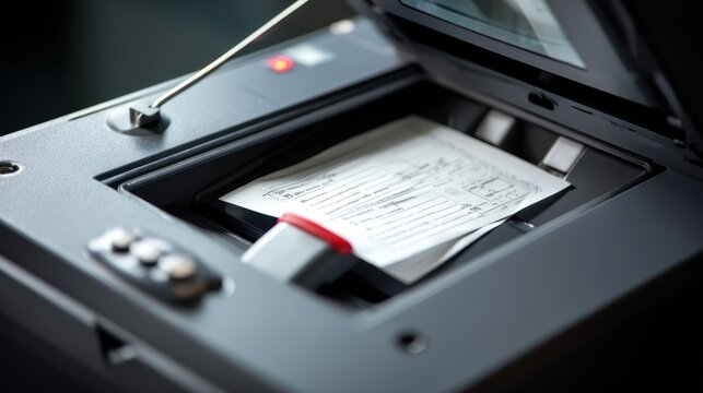 Close-up of Ballot Being Scanned by Voting Machine