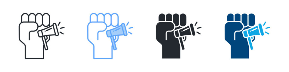 Advocacy Icon Set Multiple Style. Design In Outline, Blue, Glyph, Dual Tone