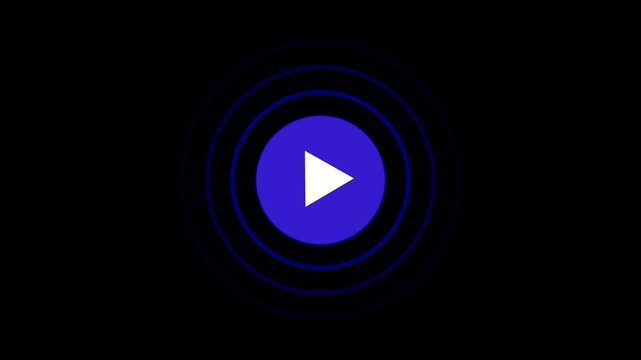 play icon, video play icon for website and mobile phone on black background.glowing play button animation