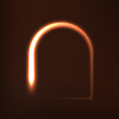 Glow Warm Light arch frame Isolated in deep brown background