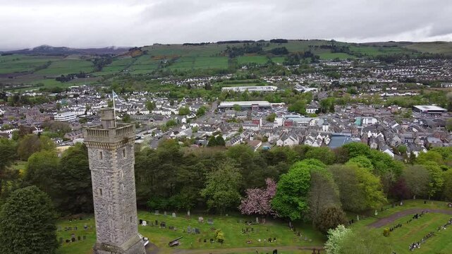 Flight over MacDonald Memorial Tower, Dingwall, Scotland